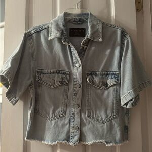 All Saints Tove Cropped Oversized Denim Shirt